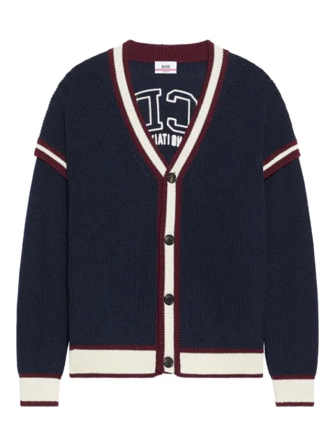 GCDS striped-detail buttoned cardigan Blue B2EM1800KI3