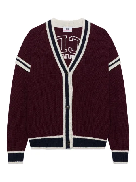 GCDS striped button cardigan Red B2EW1801KI3