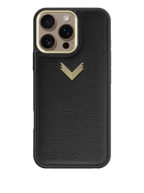 VELANTE leather logo-plaque iPhone 16 Pro Max phone case Black 01PNDRGAI16PMAOBSBLACK