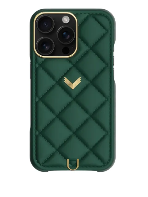 VELANTE 16 Pro quilted-leather Iphone case Black 01PK2DAI16PGBRITISHGREEN