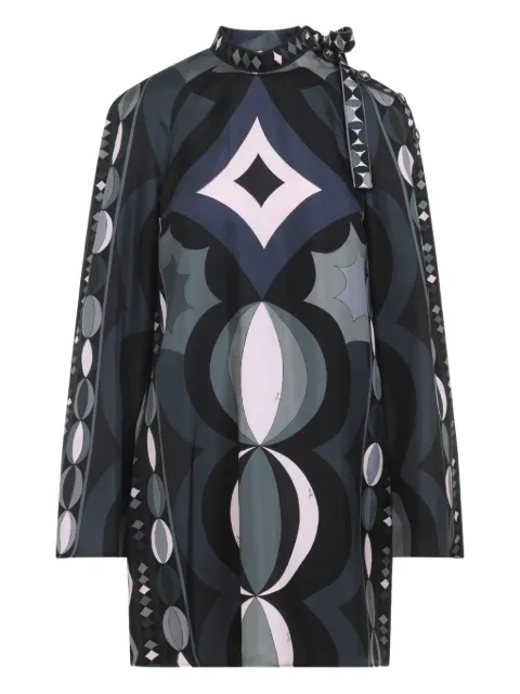 PUCCI geometric-print high-neck dress Black 5URG205U881