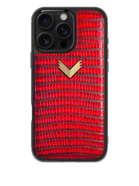 VELANTE lizard-texture iPhone 16 Pro Max case Red 01PELRAI16PMGVULCANO