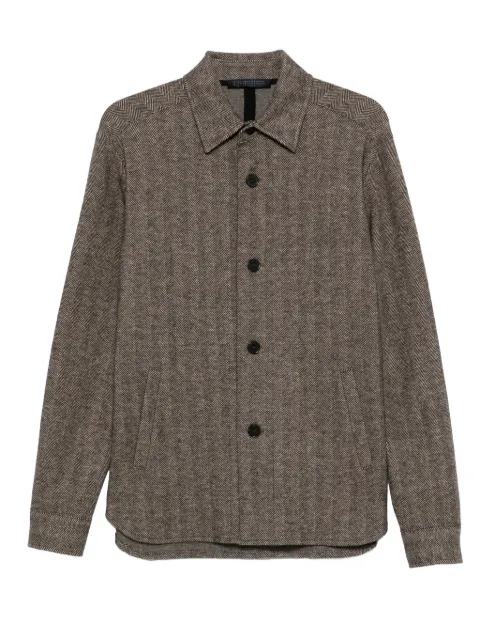 Harris Wharf London button-up herringbone shirt Brown CH9320MRAT