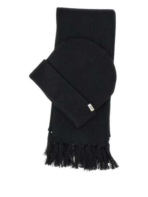 Sun68 micro-ribbed beanie and scarf set Black C4511011