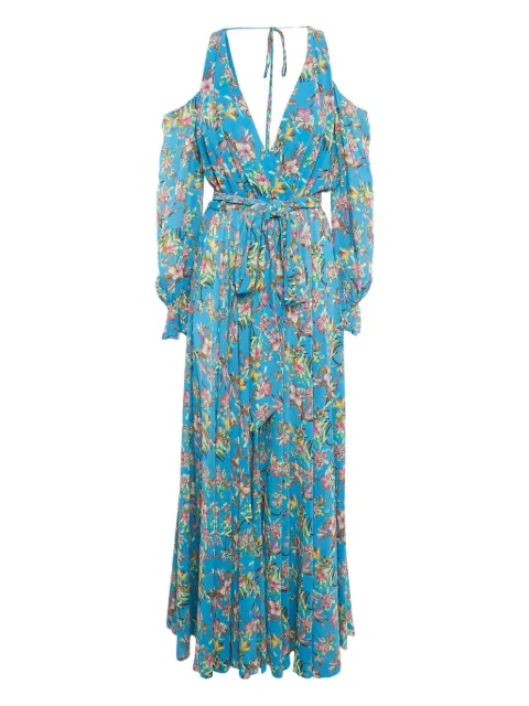 Maison d'AngelAnn 2020s floral-print chiffon maxi dress Blue 1156301