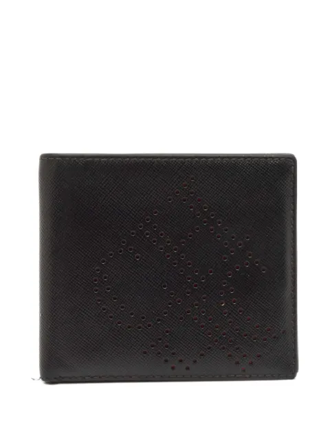Carolina Herrera Vintage perforated-logo leather wallet Black 802585