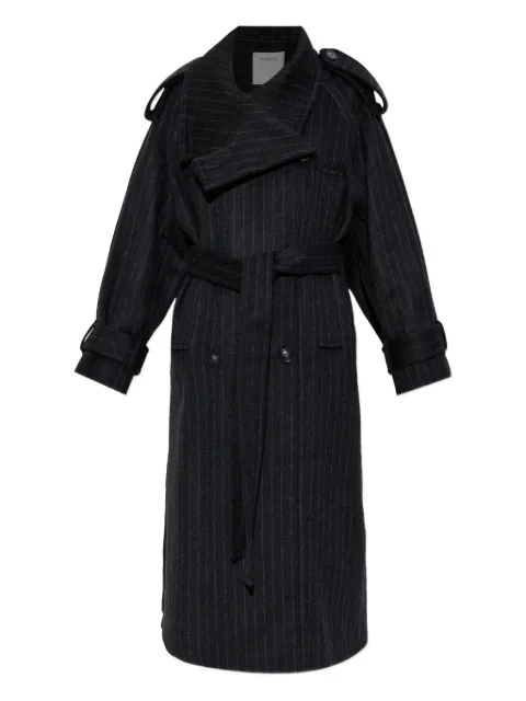 Sportmax pinstripe-pattern belted coat Black 2522016033600