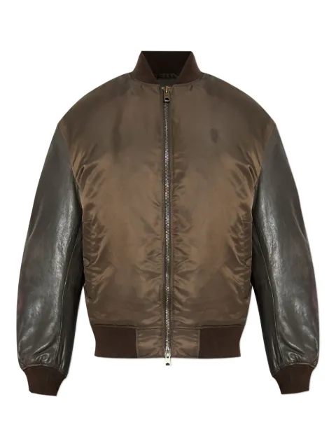 AllSaints Myler leather-sleeves jacket Green MYLERM014LC
