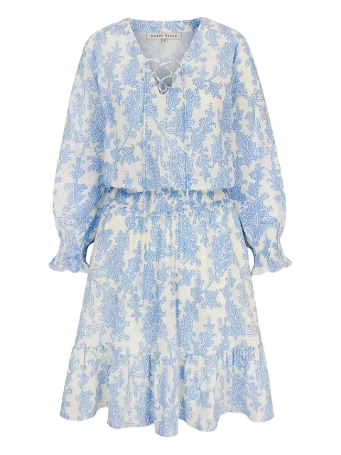 Heidi Klein lace-up ruffled mini day dress Blue 25SSPP97PRTPRT