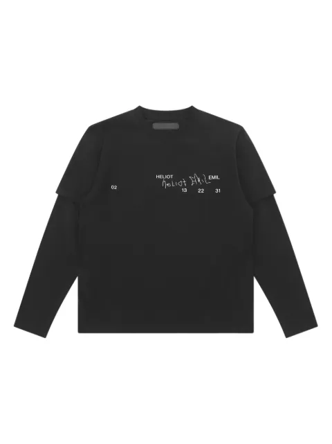 HELIOT EMIL graphic-print cotton double-layer T-shirt Black PREAW25M09146BLK01