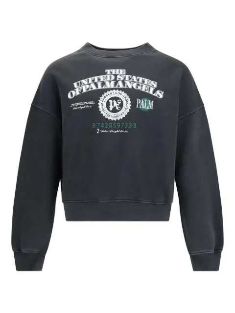 Palm Angels Dollar-print crew-neck sweatshirt Black PMBA08JF25FLE002