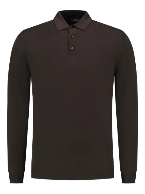 Zanone long-sleeved wool polo shirt Brown 810232Z0290N1