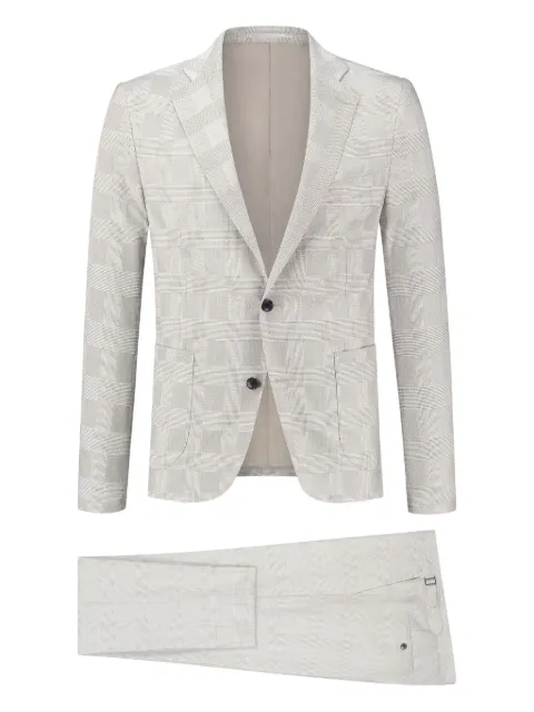 PAUL ZEIST checked single-breasted suit Grey 5747OATMEAL