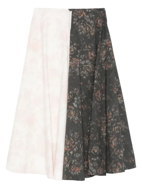 GANNI floral-print panelled skirt White W1023