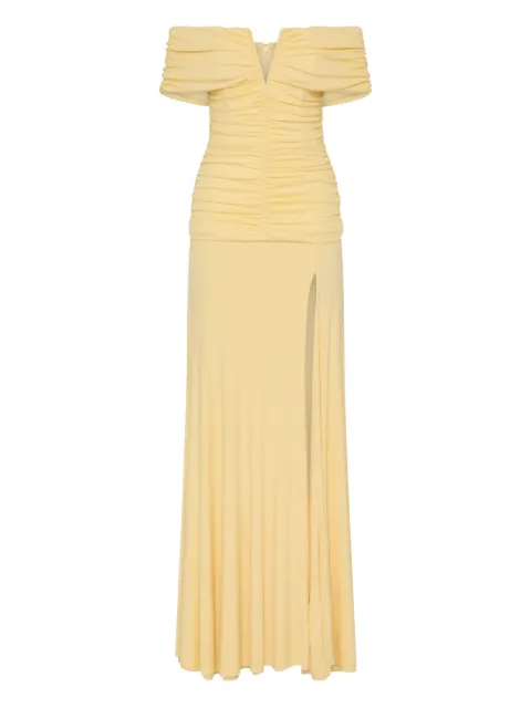 Rebecca Vallance Zaley off-shoulder slit maxi dress Yellow 25041231