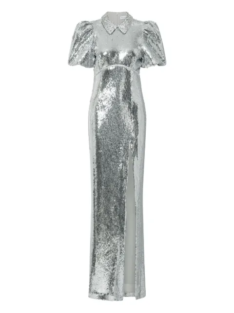 Rebecca Vallance Olympia short-sleeve embellished maxi dress Silver 25041281
