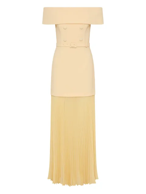 Rebecca Vallance Muriel off-shoulder pleated midi dress Yellow 25041290