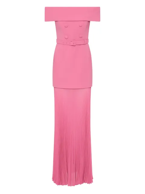 Rebecca Vallance Muriel off-shoulder pleated midi dress Pink 25041290