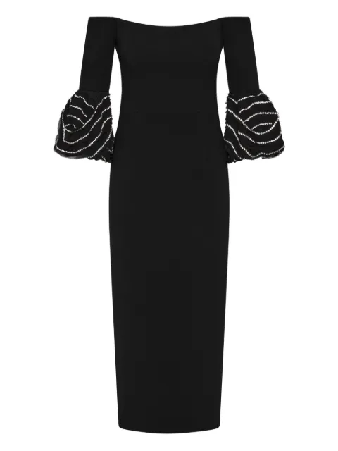 Rebecca Vallance Bellatrix off-shoulder ruffled midi dress Black 25041274