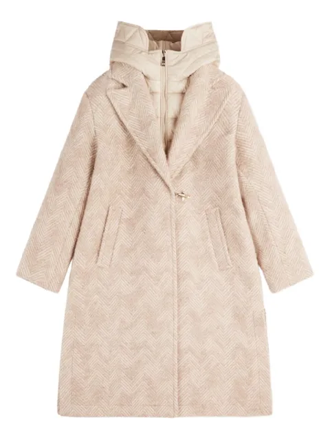 Fay herringbone hooded coat Pink NAW59513820XKM