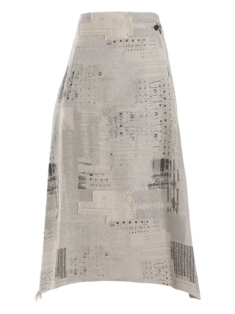 Y's fringe-detail midi skirt Neutrals YMS07023
