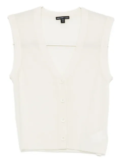 James Perse cashmere button-up vest White WOKC2702