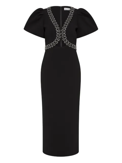 Rebecca Vallance Nyx puff-sleeve midi dress Black 25041247