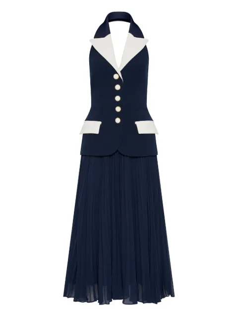 Rebecca Vallance ULA midi halter pleated dress Blue 25041243