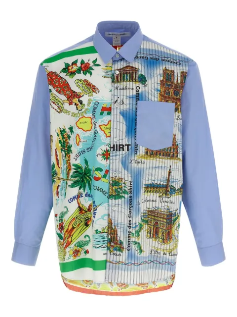 Comme Des Garçons Shirt printed cotton shirt Blue FPB061W251