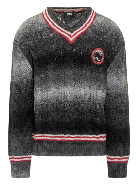 GCDS Kittho cable-knit V-neck sweater Black B2CM1701KJ3