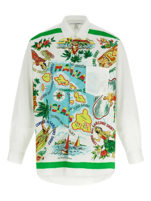 Comme Des Garçons Shirt island-print poplin shirt White FPB060W251