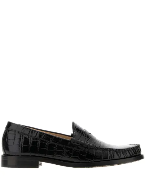 Stuart Weitzman Lottie crocodile-embossed loafers Black SM335