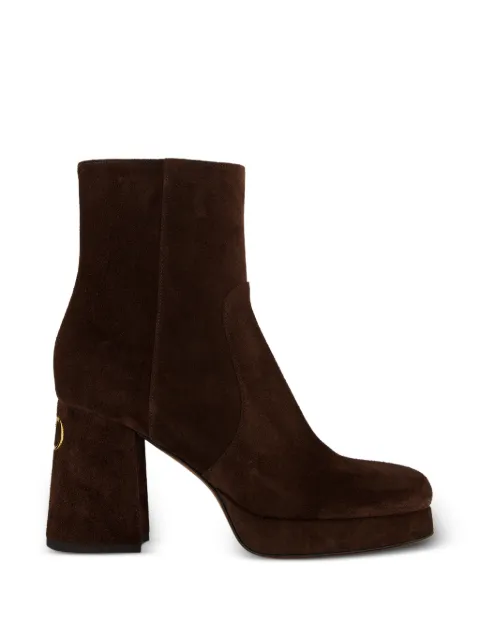 Valentino Garavani Fawcette platform ankle boot in split leather 90mm Brown WS0NF1DHU