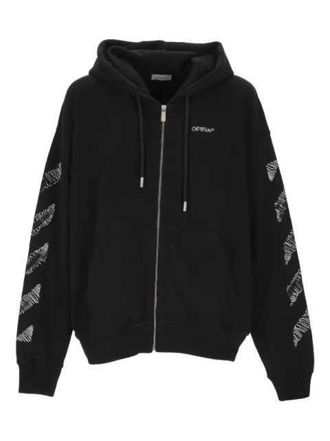 Off-White scribble-print zip-up hoodie Black OMBE015F25FLE0031001
