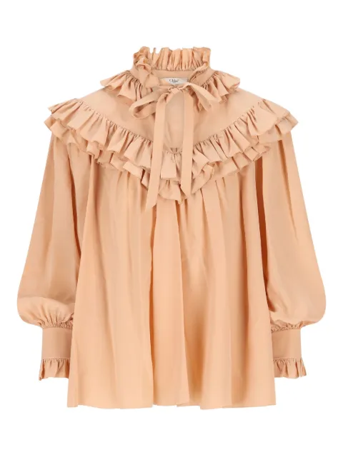 Chloé ruffled blouse Neutrals CH25WHT14005
