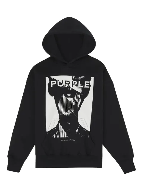 Purple Brand graphic-print hoodie Black P401HBBF125