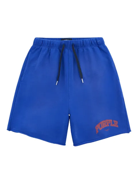 Purple Brand Marvin logo-print shorts Blue P446MFMS325