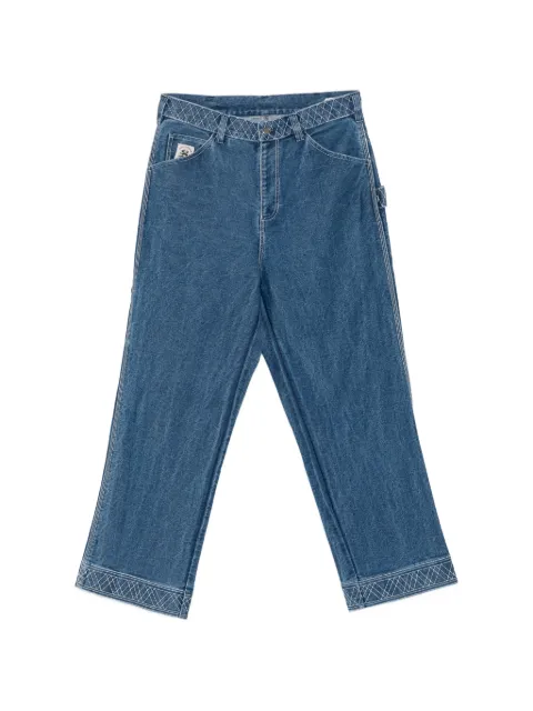 BODE embroidered trousers Blue MRC99BT002