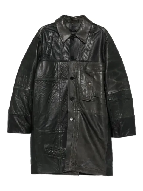ALAINPAUL leather single-breasted coat Black S4WLEJA01