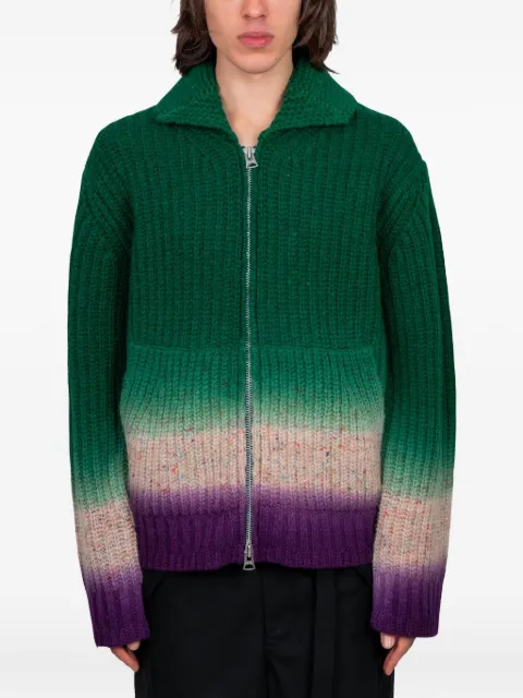 sacai garment-dye cardigan Green 2503831M