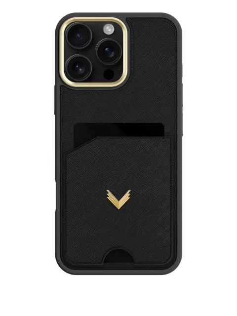 VELANTE saffiano leather cardholder iPhone 16 Pro Max case Black 01PSRGPAI16PMGBLACKBLACK