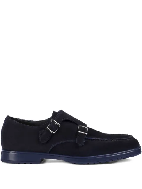 Doucal's suede double-buckle monk shoes Blue DU3472JEREUF009BB00