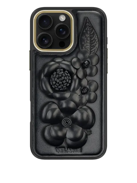 VELANTE floral-embossed leather iPhone 16 Pro Max case Black 01PBLRGAI15PMMIDNIGHTBLOSSOMBLACK