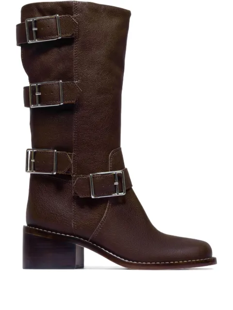Bernardo Bernardo 1946 50mm triple-buckle leather boots Brown BURKE