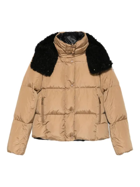 Moncler faux-fur collar zip-up coat Neutrals K20931A000150539ZD