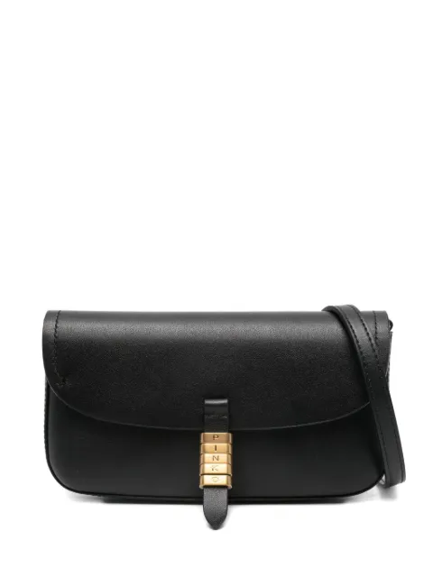 PINKO Saddle Flat medium shoulder bag in leather Black 105349A1ZX