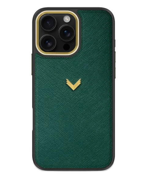 VELANTE Saffiano leather iPhone 16 Pro Max phone case Green 01PSRGAI16PMGAVOCADO