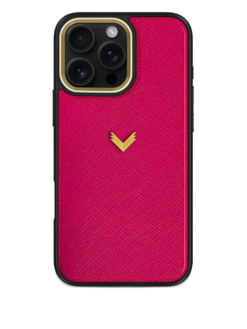 VELANTE saffiano leather iPhone 16 Pro Max phone case Pink 01PSRGAI16PMGRHUBARB2