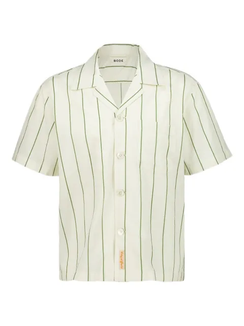 BODE Celery striped short-sleeve shirt Neutrals MRF25SH003