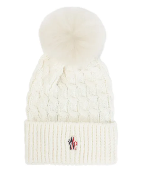 Moncler Grenoble cable-knit pom-pom beanie White L20983B000010402A